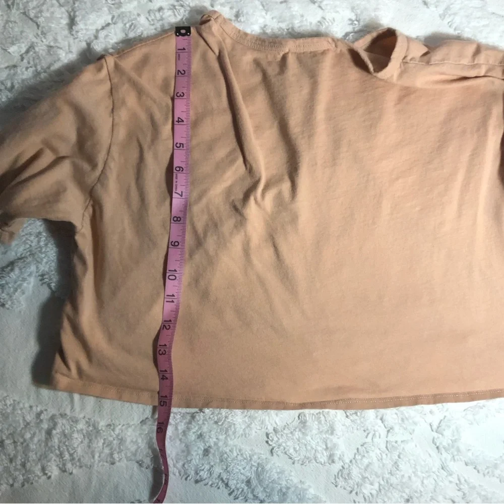 Forever 21 short sleeve cotton cropped tee t-shirt Peach Tan color Size … - Picture 7 of 10